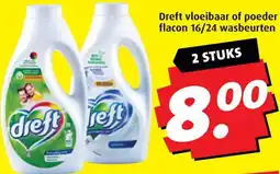 Boni Dreft vloeibaar of poeder flacon 16/24 wasbeurten aanbieding