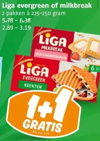 Poiesz Liga evergreen of milkbreak aanbieding