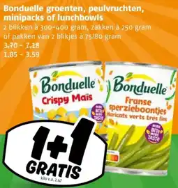 Poiesz Bonduelle groenten, peulvruchten, minipacks of lunchbowls aanbieding