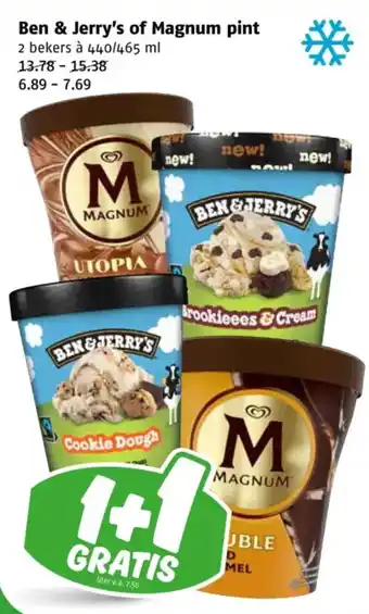 Poiesz Ben & Jerry's of Magnum pint aanbieding