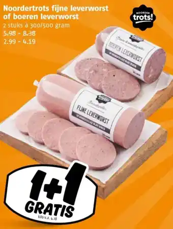 Poiesz Noordertrots fijne leverworst of boeren leverworst aanbieding