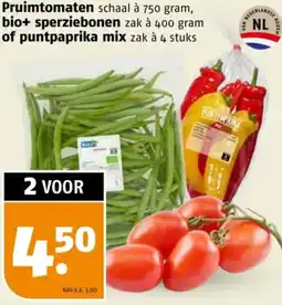 Poiesz Pruimtomaten, bio+ sperziebonen of puntpaprika mix aanbieding