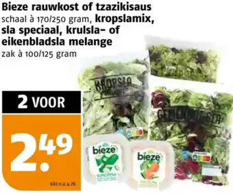 Poiesz Bieze rauwkost of tzazikisaus, kropslamix, sla speciaal, krulsla of eikenbladsla melange aanbieding