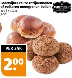 Poiesz Lodewijker reuze rozijnenbollen of volkoren meergranen bollen aanbieding