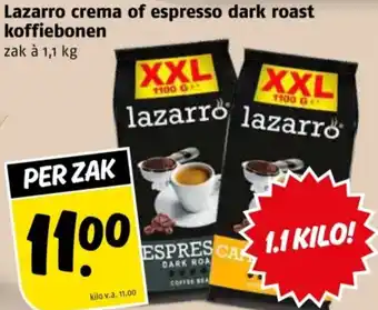 Poiesz Lazarro crema of espresso dark roast koffiebonen aanbieding