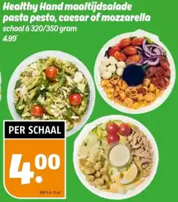 Poiesz Healthy Hand maaltijdsalade pasta pesto, caesar of mozzarella aanbieding