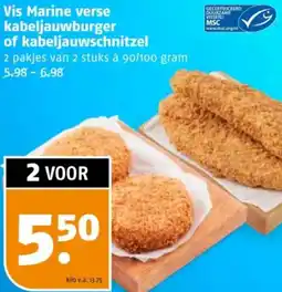 Poiesz Vis Marine verse kabeljauwburger of kabeljauwschnitzel aanbieding