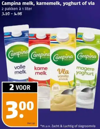 Poiesz Campina melk, karnemelk, yoghurt of vla aanbieding