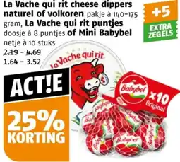 Poiesz La Vache qui rit cheese dippers naturel of volkoren, La Vache qui rit puntjes of Mini Babybel aanbieding