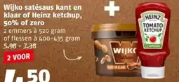 Poiesz Wijko satésaus kant en klaar of Heinz ketchup, 50% of zero aanbieding