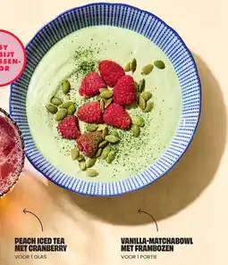 Albert Heijn Vanilla-matchabowl met frambozen aanbieding