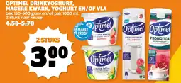 Coop Optimel drinkyoghurt magere kwark, yoghurt EN/OF VLA aanbieding