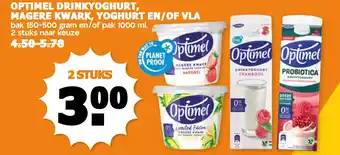 Coop Optimel drinkyoghurt magere kwark, yoghurt EN/OF VLA aanbieding