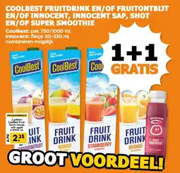 Coop Coolbest fruitdrink en/of fruitontbijt en/of innocent innocent sap shot en/of super smoothie aanbieding