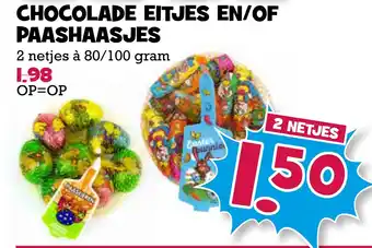 Boon`s Markt Chocolade Eitjes En/Of Paashaasjes 80/100 gram aanbieding