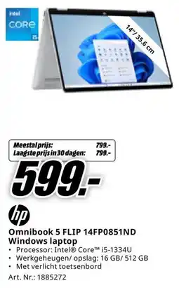 MediaMarkt HP Omnibook 5 FLIP 14FP0851ND Windows laptop aanbieding