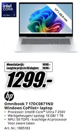 MediaMarkt HP Omnibook 7 17DC0871ND Windows CoPilot+ laptop aanbieding