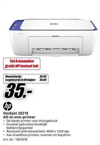 MediaMarkt HP Deskjet 2821E All-in-one-printer aanbieding