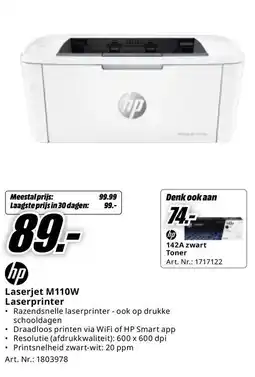 MediaMarkt HP Laserjet M110W Laserprinter aanbieding