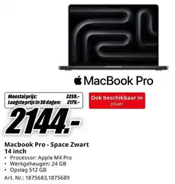 MediaMarkt Macbook Pro Space Zwart aanbieding