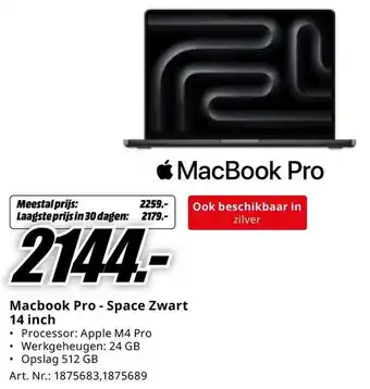 MediaMarkt Macbook Pro Space Zwart aanbieding