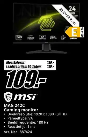 MediaMarkt MAG 242C Gaming monitor aanbieding