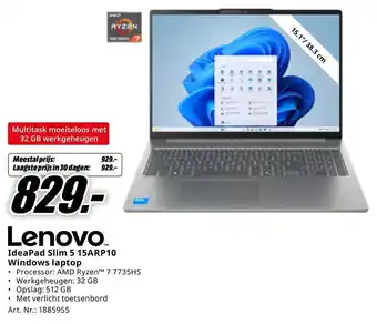 MediaMarkt Lenovo IdeaPad Slim 5 15ARP10 Windows laptop aanbieding