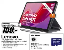 MediaMarkt Tab M11 + Folio Case + Pen Android tablet met cover en pen aanbieding