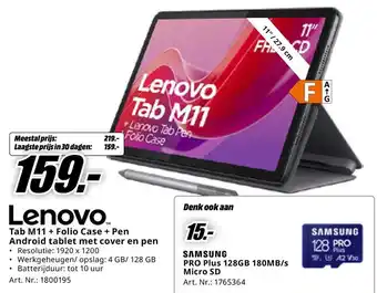 MediaMarkt Tab M11 + Folio Case + Pen Android tablet met cover en pen aanbieding