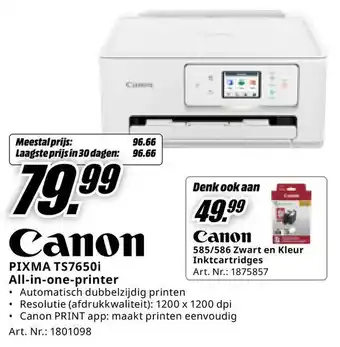 MediaMarkt Canon PIXMA TS7650i All-in-one-printer aanbieding
