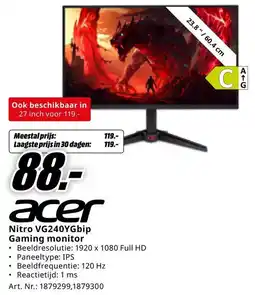 MediaMarkt Acer Nitro VG240YGbip Gaming monitor aanbieding