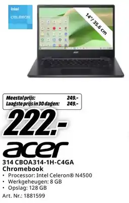 MediaMarkt Acer 314 CBOA314-1H-C4GA Chromebook aanbieding