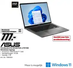 MediaMarkt ASUS Vivobook S14 M3407HA-LY013W Windows laptop aanbieding