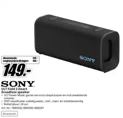 MediaMarkt Sony ULT Field 3 Zwart Draadloze speaker aanbieding