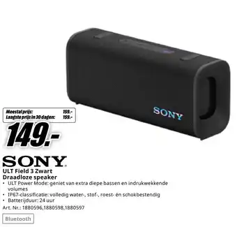MediaMarkt Sony ULT Field 3 Zwart Draadloze speaker aanbieding