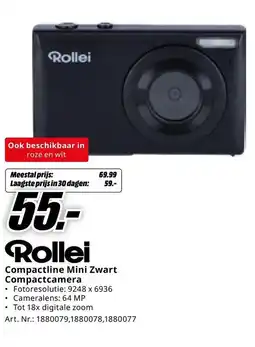 MediaMarkt Rollei Compactline Mini Zwart Compactcamera aanbieding