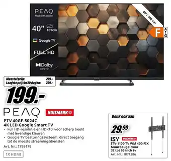 MediaMarkt PTV 40GF-5024C 4K LED Google Smart TV aanbieding