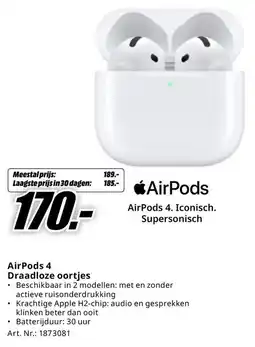 MediaMarkt AirPods 4 Draadloze oortjes aanbieding