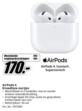 MediaMarkt AirPods 4 Draadloze oortjes aanbieding
