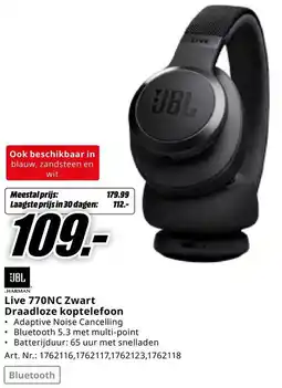 MediaMarkt JBL Live 770NC Zwart Draadloze koptelefoon aanbieding