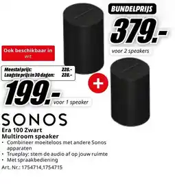 MediaMarkt Sonos Era 100 Zwart Multiroom speaker aanbieding