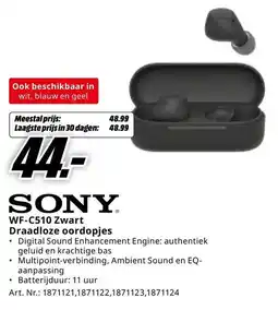 MediaMarkt Sony WF-C510 Zwart Draadloze oordopjes aanbieding