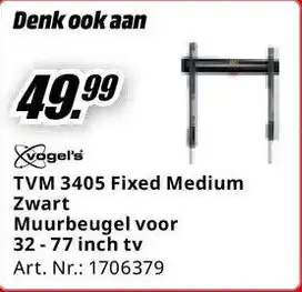 MediaMarkt TVM 3405 Fixed Medium Zwart Muurbeugel aanbieding