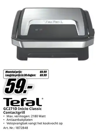 MediaMarkt Tefal GC271D Inicio Classic Contactgrill aanbieding