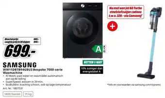 MediaMarkt Samsung WW11DB7B94GBU3 Bespoke 7000-serie Wasmachine aanbieding