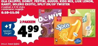 MCD Supermarkt OLA CALIPPO, DONUT, FESTINI, GUUUD, KIDS MIX, LIUK LEMON, RAKET, SOLERO EXOTIC, SPLIT EN/OF TWISTER aanbieding