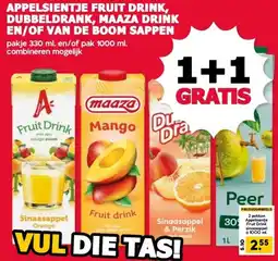 MCD Supermarkt APPELSIENTJE FRUIT DRINK, DUBBELDRANK, MAAZA DRINK EN/OF VAN DE BOOM SAPPEN aanbieding
