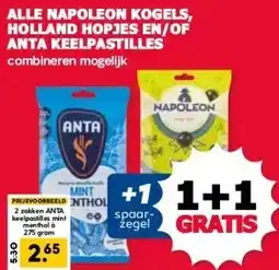 MCD Supermarkt ALLE NAPOLEON KOGELS, HOLLAND HOPJES EN/OF ANTA KEELPASTILLES aanbieding