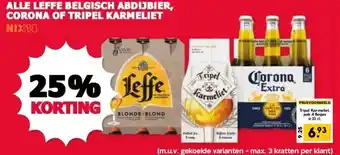 MCD Supermarkt ALLE LEFFE BELGISCH ABDIJBIER, CORONA OF TRIPEL KARMELIET aanbieding