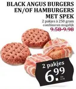 MCD Supermarkt BLACK ANGUS BURGERS EN/OF HAMBURGERS MET SPEK aanbieding